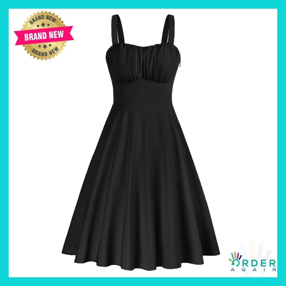 Vintage Floral Midi Dress Elegant Wedding Guest Cocktail Sleeveless A-Line